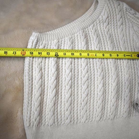 Parentezi One-Sleeve Cable Knit Sweater Small Off White Baby Alpaca Off-Shoulder - Picture 10 of 14